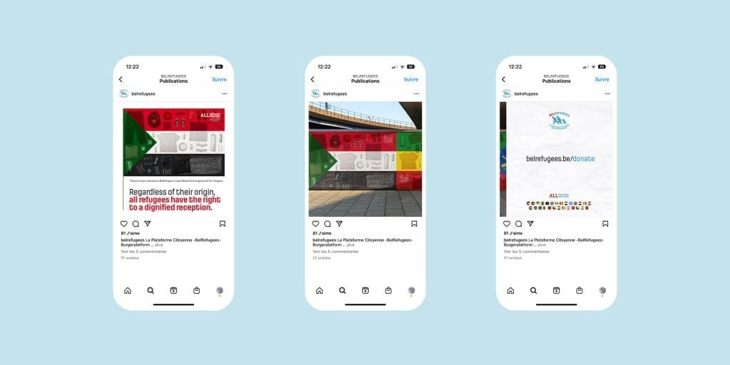3 affiches pour BelRefugees - réseaux sociaux